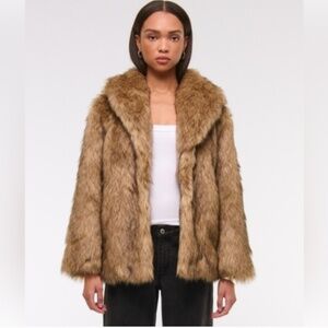 Abercrombie & Fitch Faux Fur Tan Brown Coat